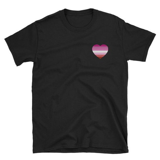 Lesbian Flag Heart T-Shirt - Lesbian Pride Shirt