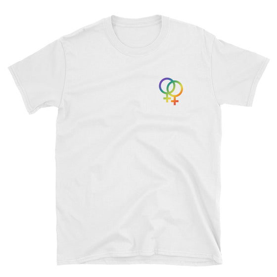 Lesbian Pride Shirt - Intertwined Rainbow Female Symbols
