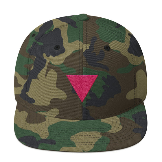 Queer Hat - Gay Pride Hat - Pink Triangle Embroidered Snapback - Available in Multiple Colors