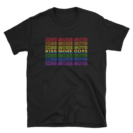Kiss More Guys Gay Pride Shirt - Black