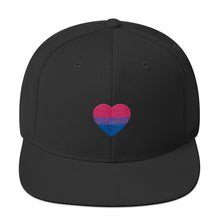  Bisexual Pride Heart Embroidered Snapback - Bisexual Pride Hat