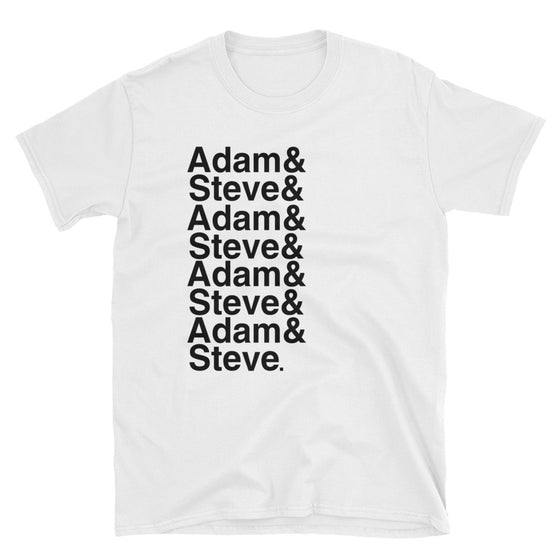 Adam and Steve Name List Funny Gay Pride Shirt - White