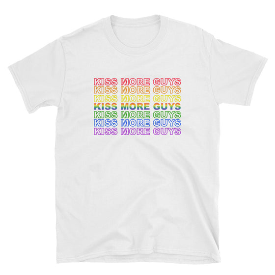 Kiss More Guys Gay Pride Shirt - White